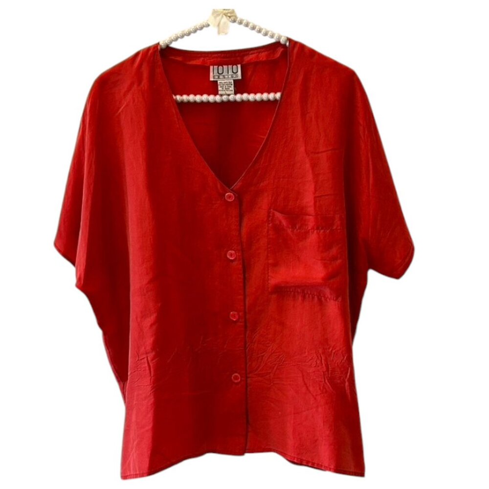 Vintage Burnt Orange 100% Silk Top from 1010 Design - Perfect Condition. L